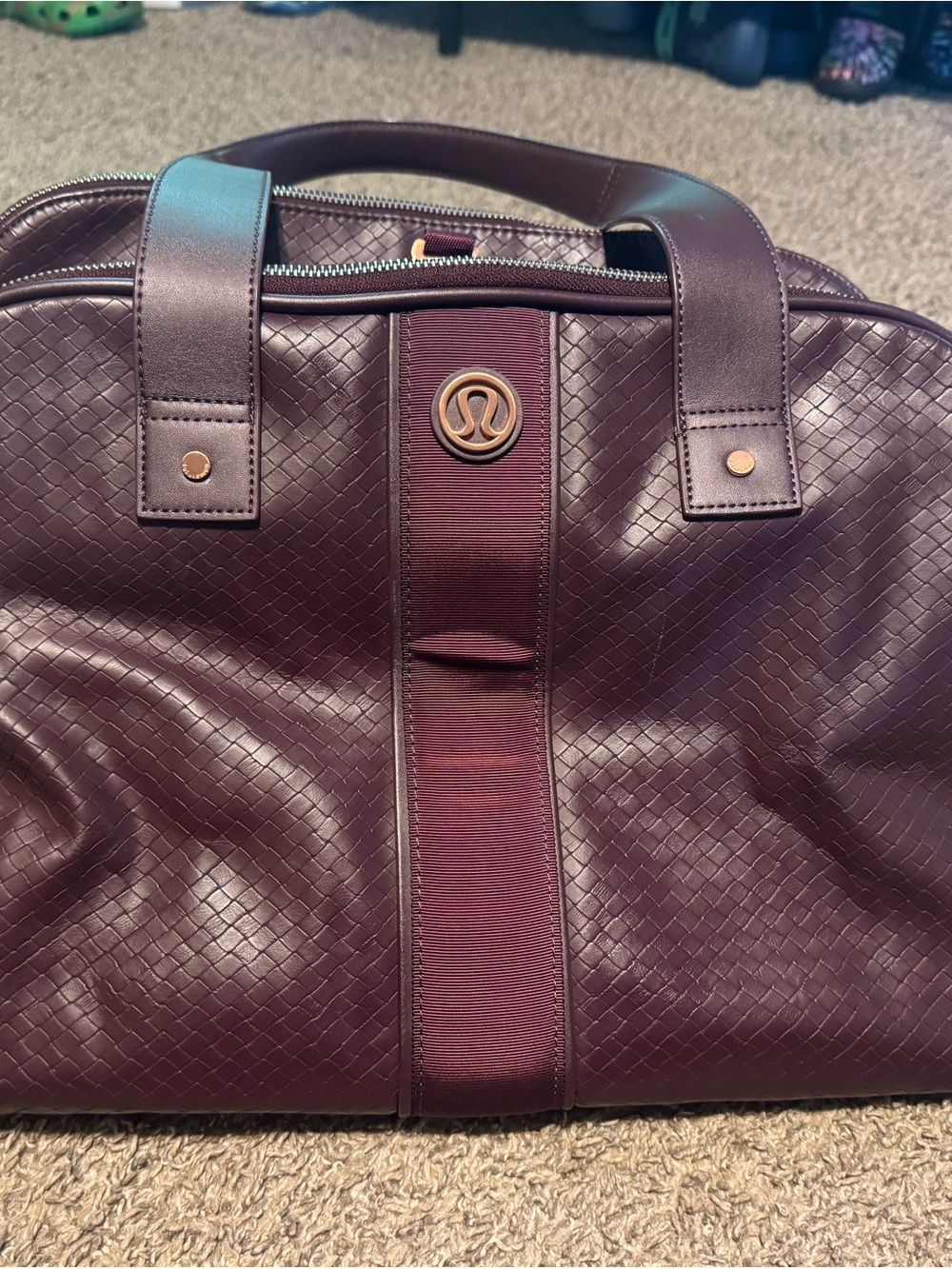 lululemon athletica Burgundy and Pink Leather Shoulder Bag